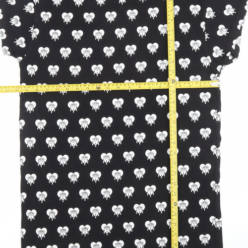 Bad Monday Womens Black Graphic T-Shirt Dress Size 10