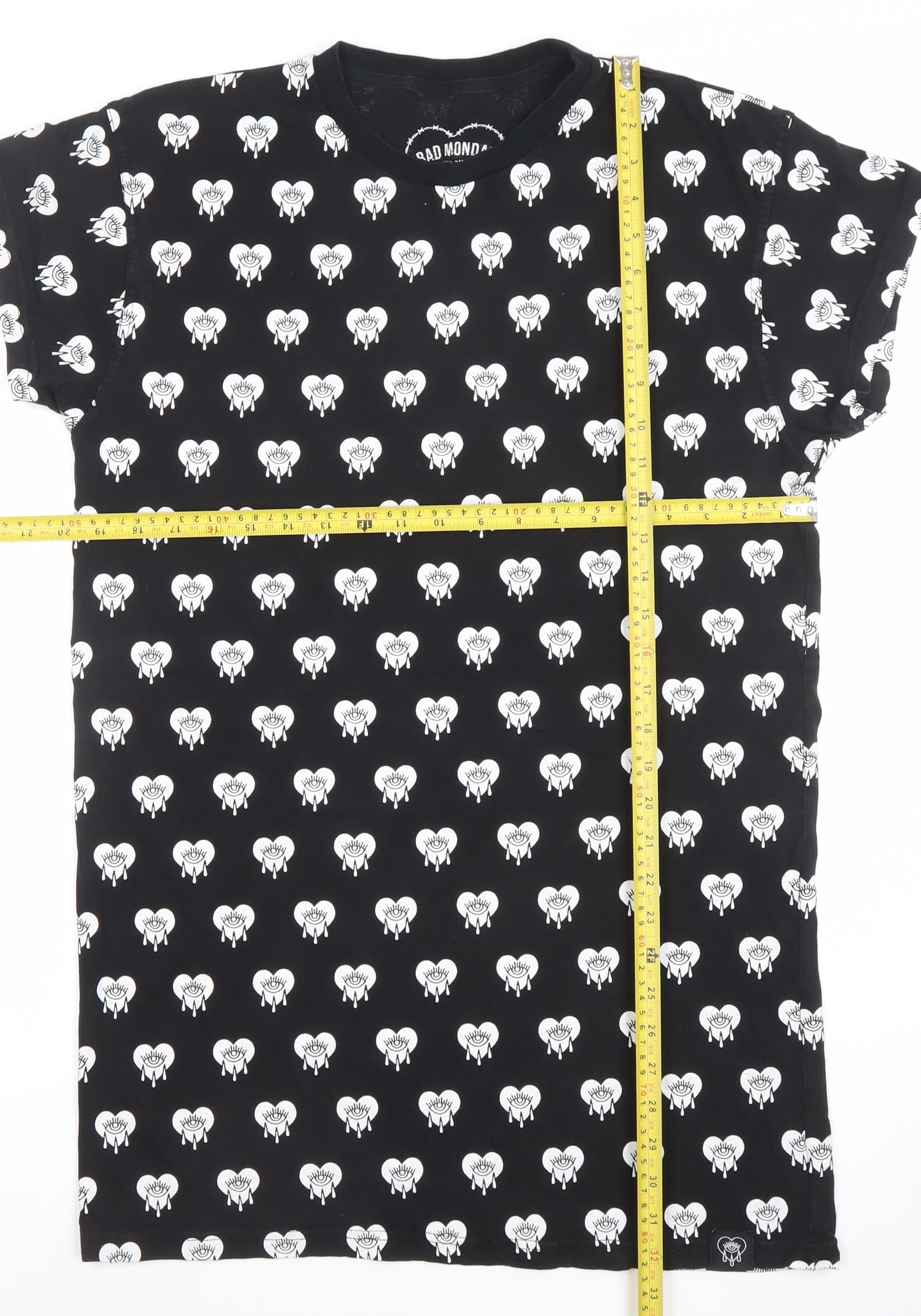 Bad Monday Womens Black Graphic T-Shirt Dress Size 10