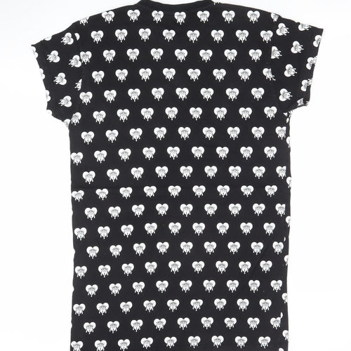 Bad Monday Womens Black Graphic T-Shirt Dress Size 10