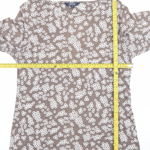 Maine New England Women Brown Floral Boat Neck 3/4 Sleeve T-Shirt Size 14