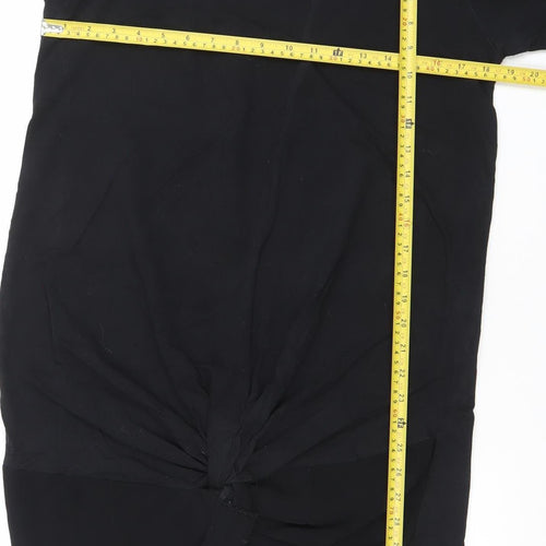 Zara Women Black Cotton Crew Neck 3/4 Sleeve Tunic Blouse M