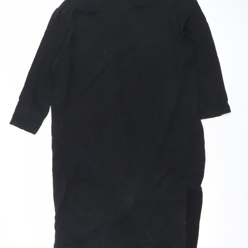 Zara Women Black Cotton Crew Neck 3/4 Sleeve Tunic Blouse M
