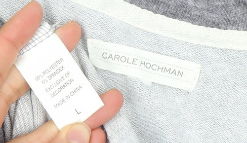 Carole Hochman Women’s Grey Long Sleeve Henley Jersey Top Size L