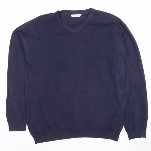 John Lewis Boys Navy Blue V-Neck Jumper 15/16 Years Cotton Blend Knit
