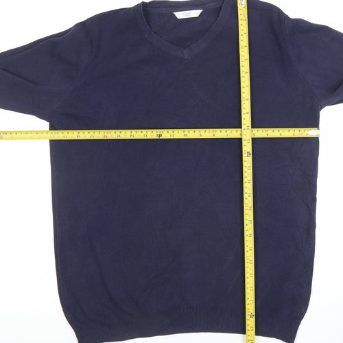 John Lewis Boys Navy Blue V-Neck Jumper 15/16 Years Cotton Blend Knit
