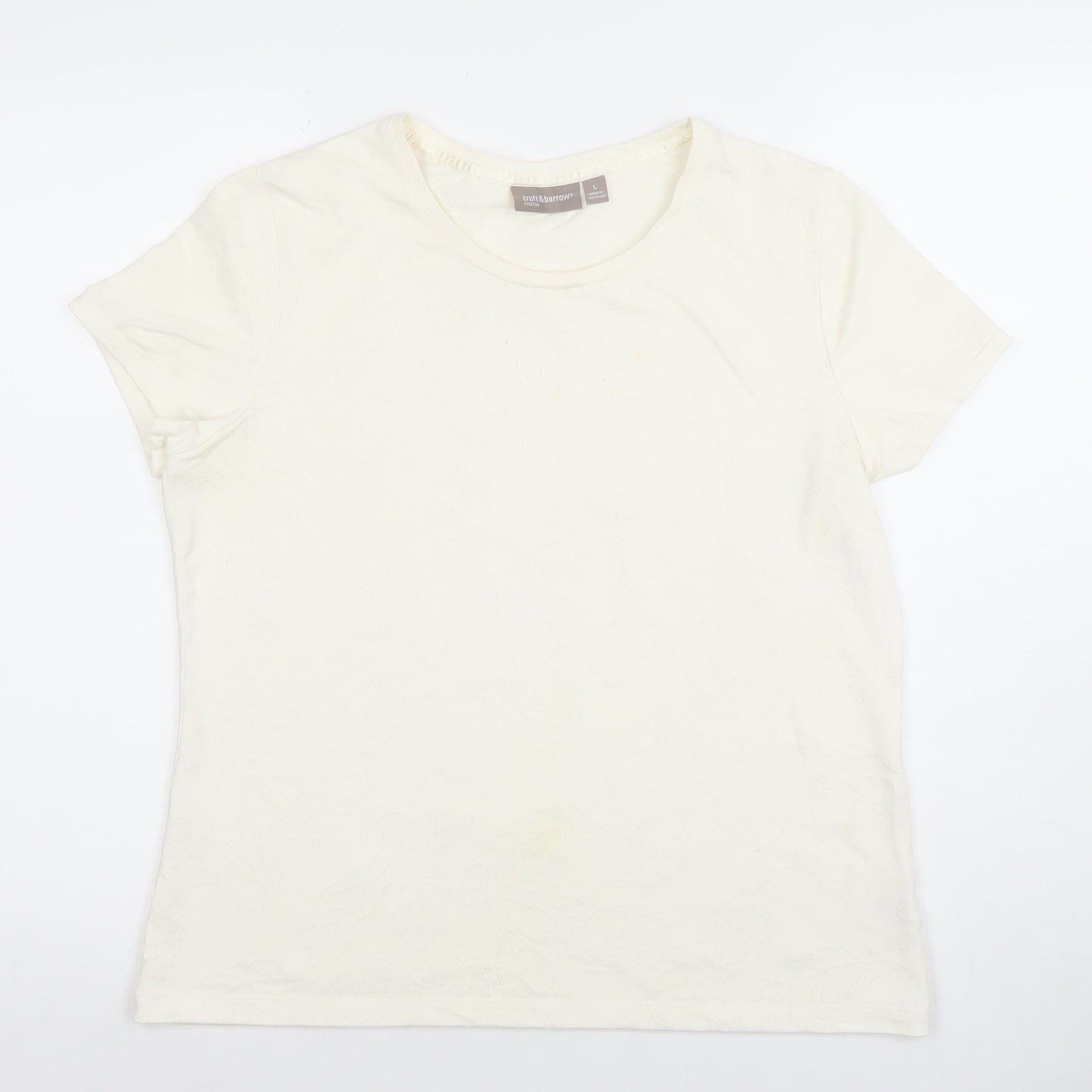 Croft & Barrow Women’s Ivory Stretch Crew Neck T-Shirt Size L