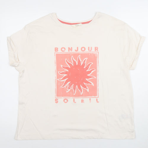 Marks and Spencer Womens Ivory Bonjour Soleil T-Shirt Size L