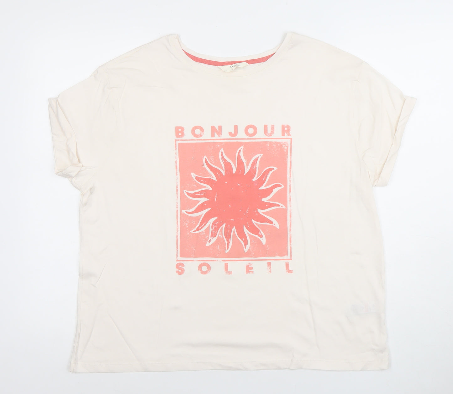 Marks and Spencer Womens Ivory Bonjour Soleil T-Shirt Size L