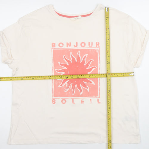 Marks and Spencer Womens Ivory Bonjour Soleil T-Shirt Size L