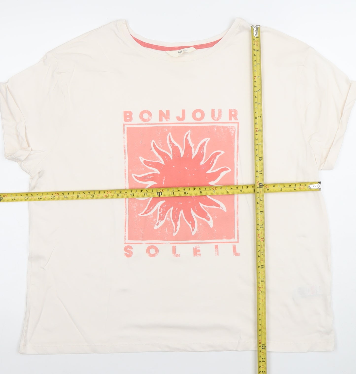 Marks and Spencer Womens Ivory Bonjour Soleil T-Shirt Size L