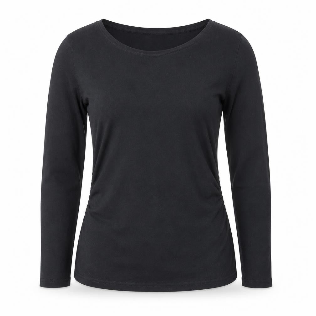 Front view of Peacocks Maternity Black Long Sleeve Cotton T-Shirt, size 8