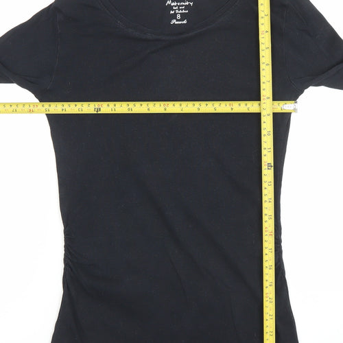 Peacocks Maternity Black Long Sleeve Cotton T-Shirt Size 8