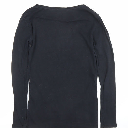 Peacocks Maternity Black Long Sleeve Cotton T-Shirt Size 8