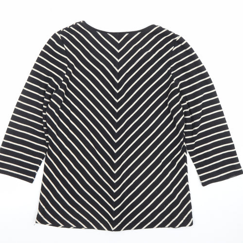 Dash Women’s Black Striped V-Neck 3/4 Sleeve Jersey Top Size 10