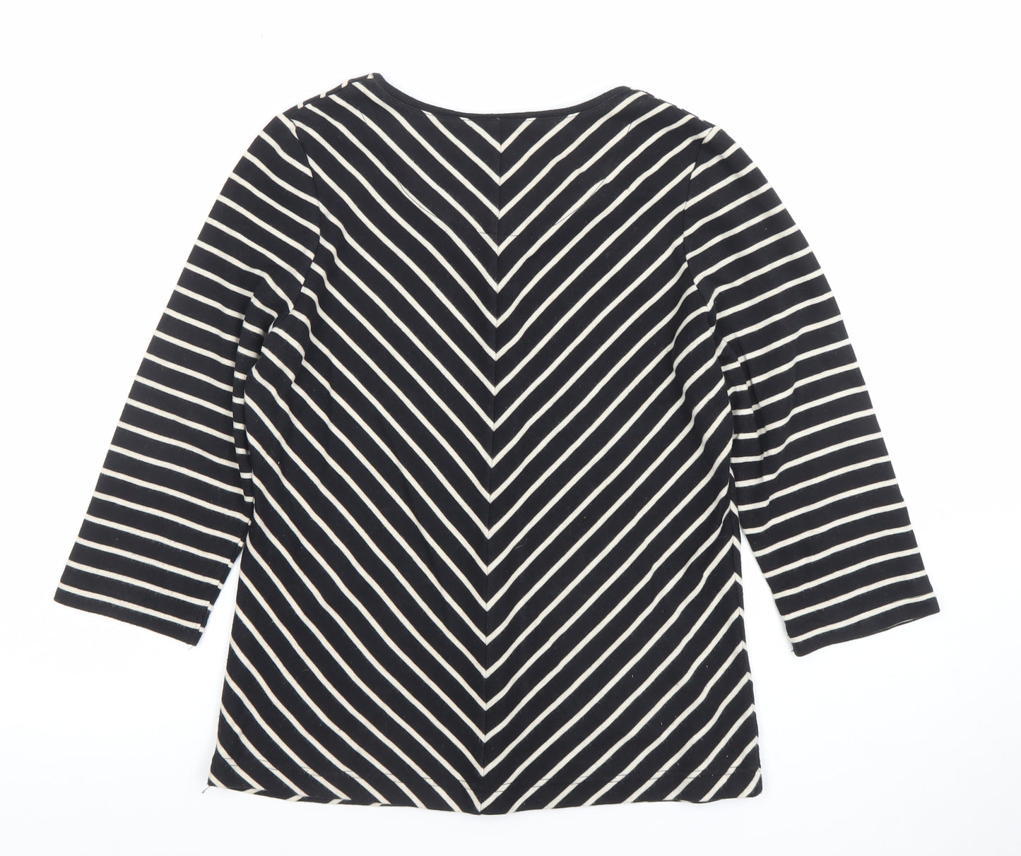 Dash Women’s Black Striped V-Neck 3/4 Sleeve Jersey Top Size 10