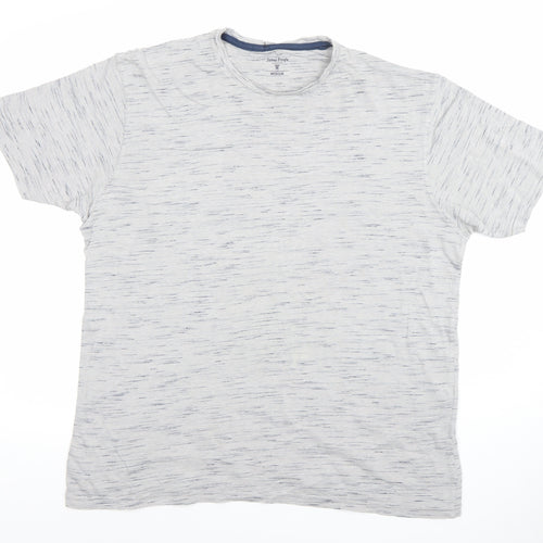 James Pringle Men’s Grey Striped Crew Neck Cotton Blend T-Shirt Size M