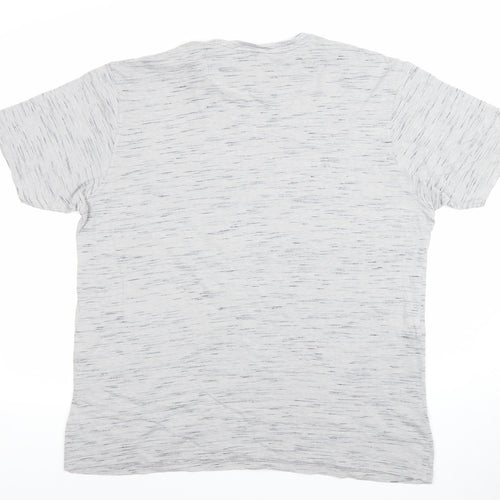 James Pringle Men’s Grey Striped Crew Neck Cotton Blend T-Shirt Size M