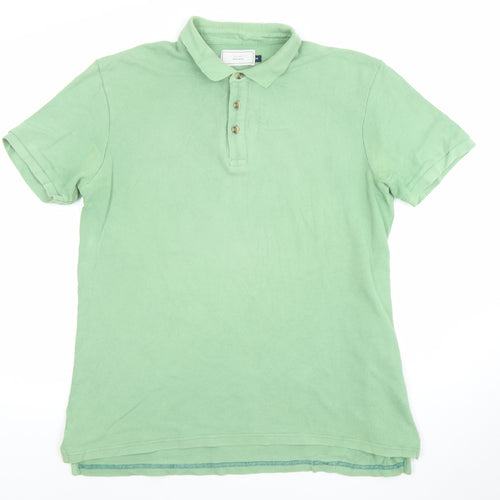 John Lewis Men Green Cotton Short Sleeve Polo Shirt Size M