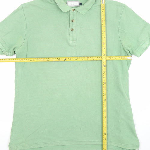 John Lewis Men Green Cotton Short Sleeve Polo Shirt Size M