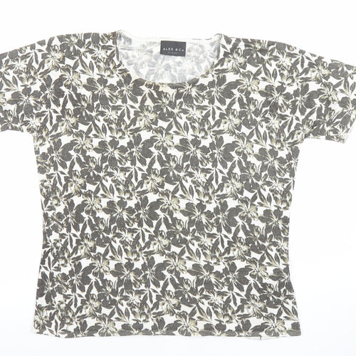 Alex & Co. Women’s Grey Floral Knit Short Sleeve T-Shirt UK 12/14
