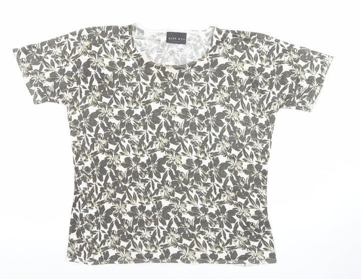 Alex & Co. Women’s Grey Floral Knit Short Sleeve T-Shirt UK 12/14