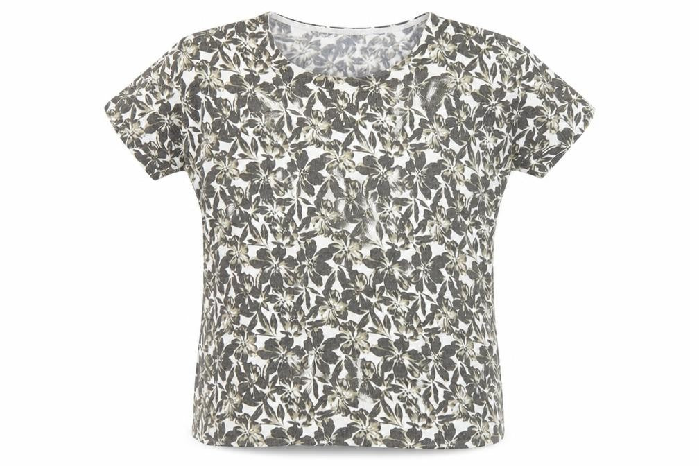 Alex & Co. Women’s Grey Floral Knit Short Sleeve T-Shirt UK 12/14