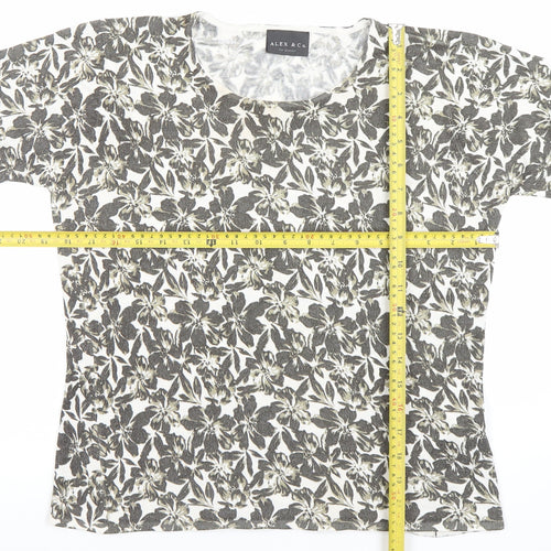 Alex & Co. Women’s Grey Floral Knit Short Sleeve T-Shirt UK 12/14