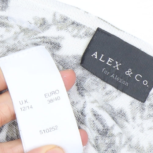 Alex & Co. Women’s Grey Floral Knit Short Sleeve T-Shirt UK 12/14
