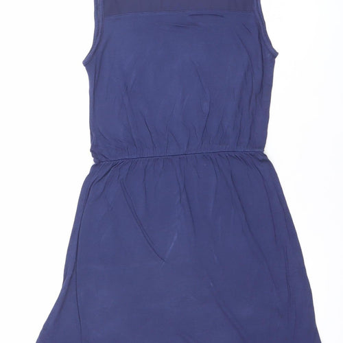 H&M Women Blue Sleeveless A-Line Knee Length Dress XS