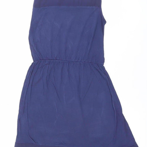 H&M Women Blue Sleeveless A-Line Knee Length Dress XS