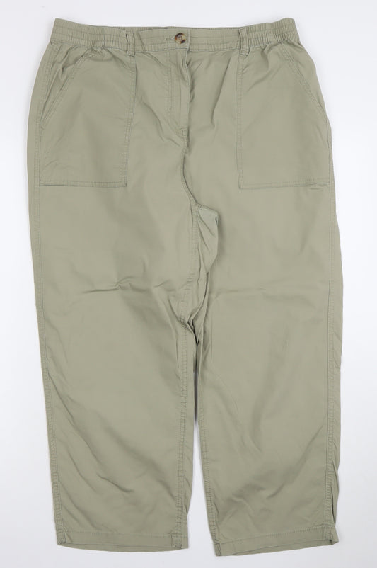 Dunnes Stores Mens Khaki Green Chino Cotton Elastic Waist Trousers Size 16