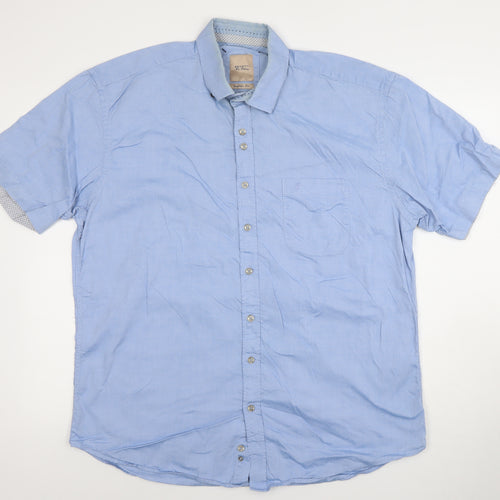 Benetti Men's Blue Cotton Short Sleeve Button-Up Shirt XL Comfort Fit