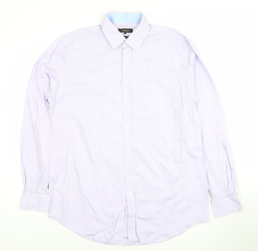Jaeger Men's Purple 16.5in Regular Fit Cotton Long Sleeve Dress Shirt