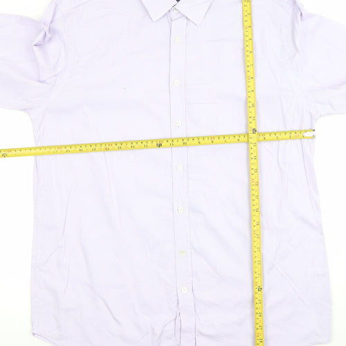 Jaeger Men's Purple 16.5in Regular Fit Cotton Long Sleeve Dress Shirt