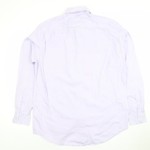 Jaeger Men's Purple 16.5in Regular Fit Cotton Long Sleeve Dress Shirt