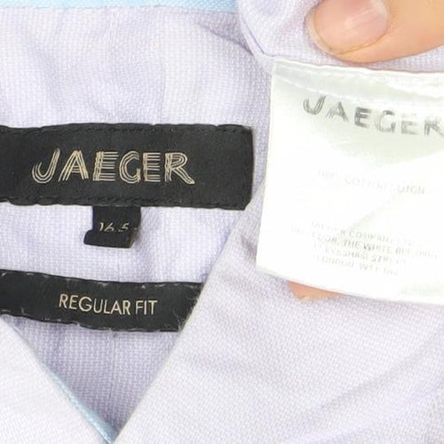 Jaeger Men's Purple 16.5in Regular Fit Cotton Long Sleeve Dress Shirt