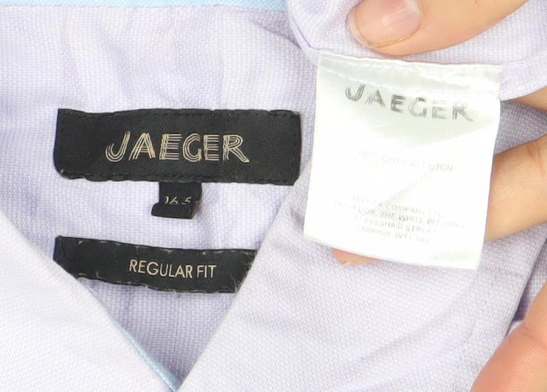 Jaeger Men's Purple 16.5in Regular Fit Cotton Long Sleeve Dress Shirt