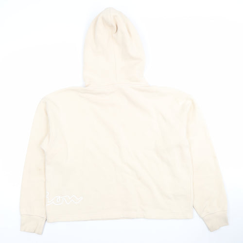 Champion Womens Beige Pullover Hoodie Medium Cotton Blend Logo Casual Sweatshirt