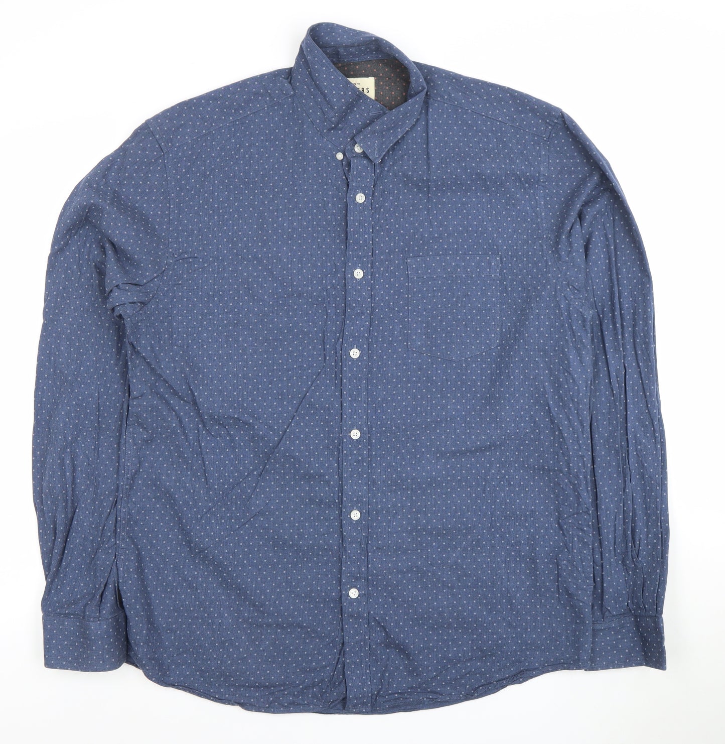Barkers Mens Blue XL Tailored Fit 100% Cotton Dress Shirt
