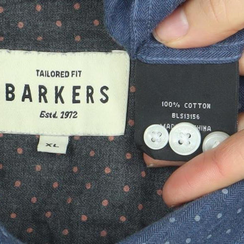 Barkers Mens Blue XL Tailored Fit 100% Cotton Dress Shirt