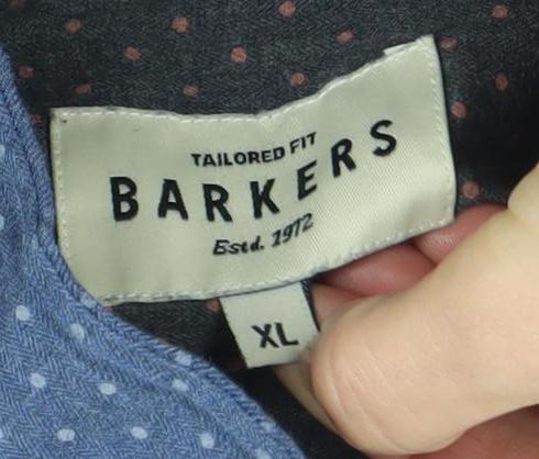 Barkers Mens Blue XL Tailored Fit 100% Cotton Dress Shirt