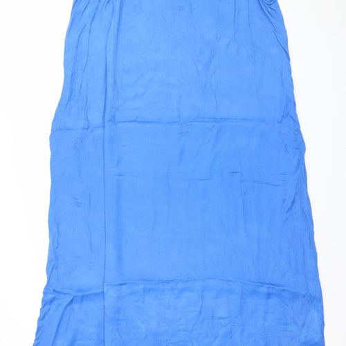 Gallery Women's Blue Halter Long Summer Dress Size M Viscose