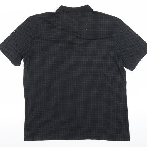 Slazenger Men's Black Check Polo Shirt L Lightweight Sports Top