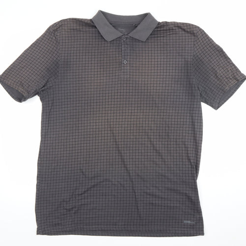Slazenger Men’s Grey Check Polo Shirt L Lightweight Sports Top