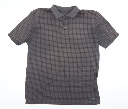 Slazenger Men’s Grey Check Polo Shirt L Lightweight Sports Top