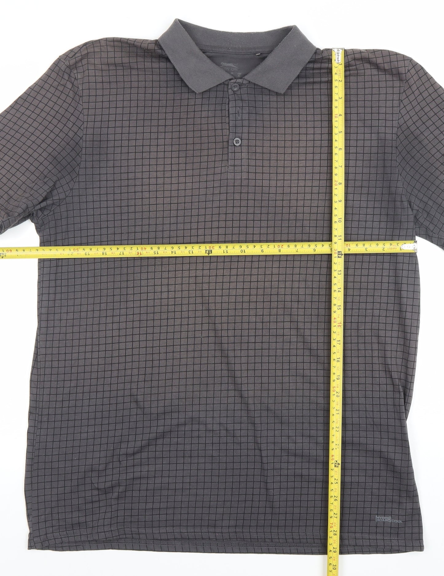 Slazenger Men’s Grey Check Polo Shirt L Lightweight Sports Top