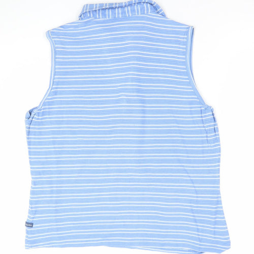 Columbia Womens Blue Striped Sleeveless Cotton Polo Top XL