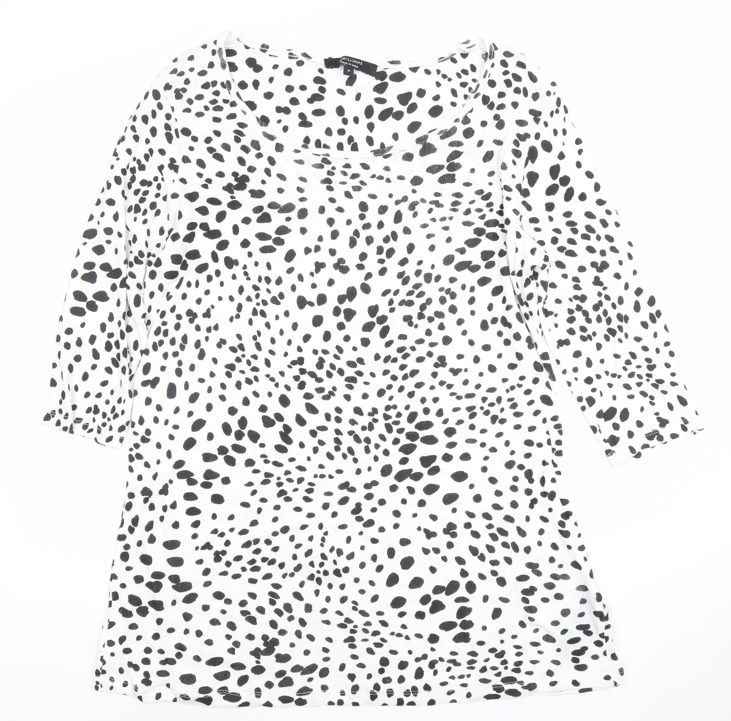 Joules Womens White Black Animal Print Jersey Top Size 16 3/4 Sleeve
