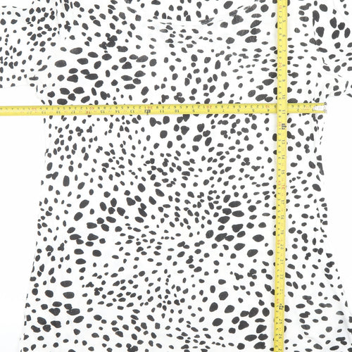 Joules Womens White Black Animal Print Jersey Top Size 16 3/4 Sleeve
