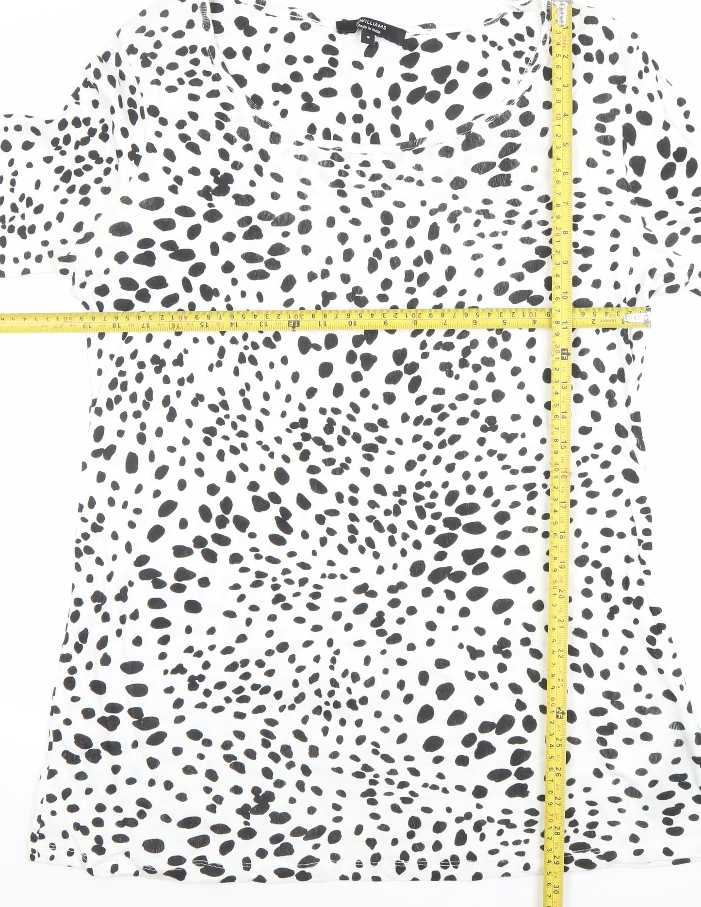 Joules Womens White Black Animal Print Jersey Top Size 16 3/4 Sleeve